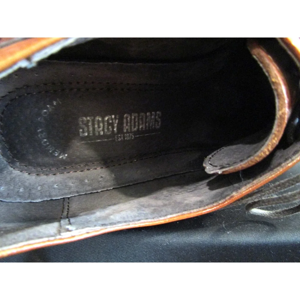 Stacy Adams Dickinson Cognac Brown Leather Cap Toe Oxford Shoes Men 9.5 M
